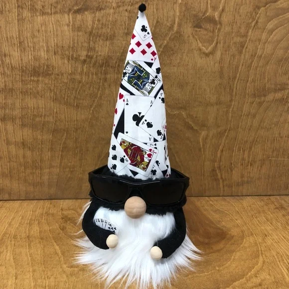 Royal Flush Gnome Poker Cards Gambler Diamonds Clubs Red Black White Sunglasses - Picture 4 of 9